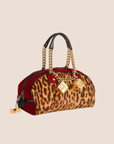 CHRISTIAN D1OR 2004 LEOPARD PRINT VELVET GAMBLER DICE BAG