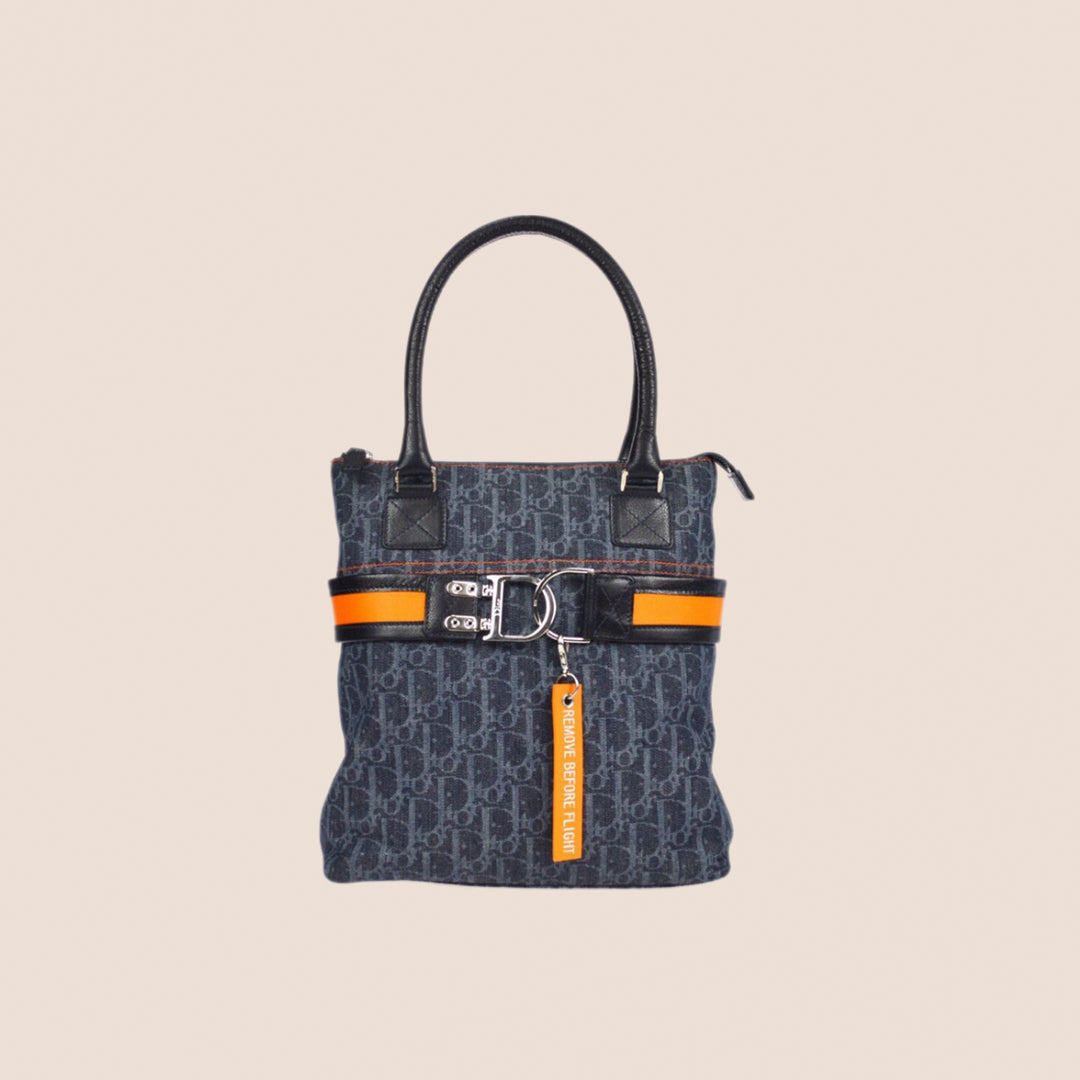 CHRISTIAN D1OR 2005 FLIGHT DENIM TROTTER TOTE BAG