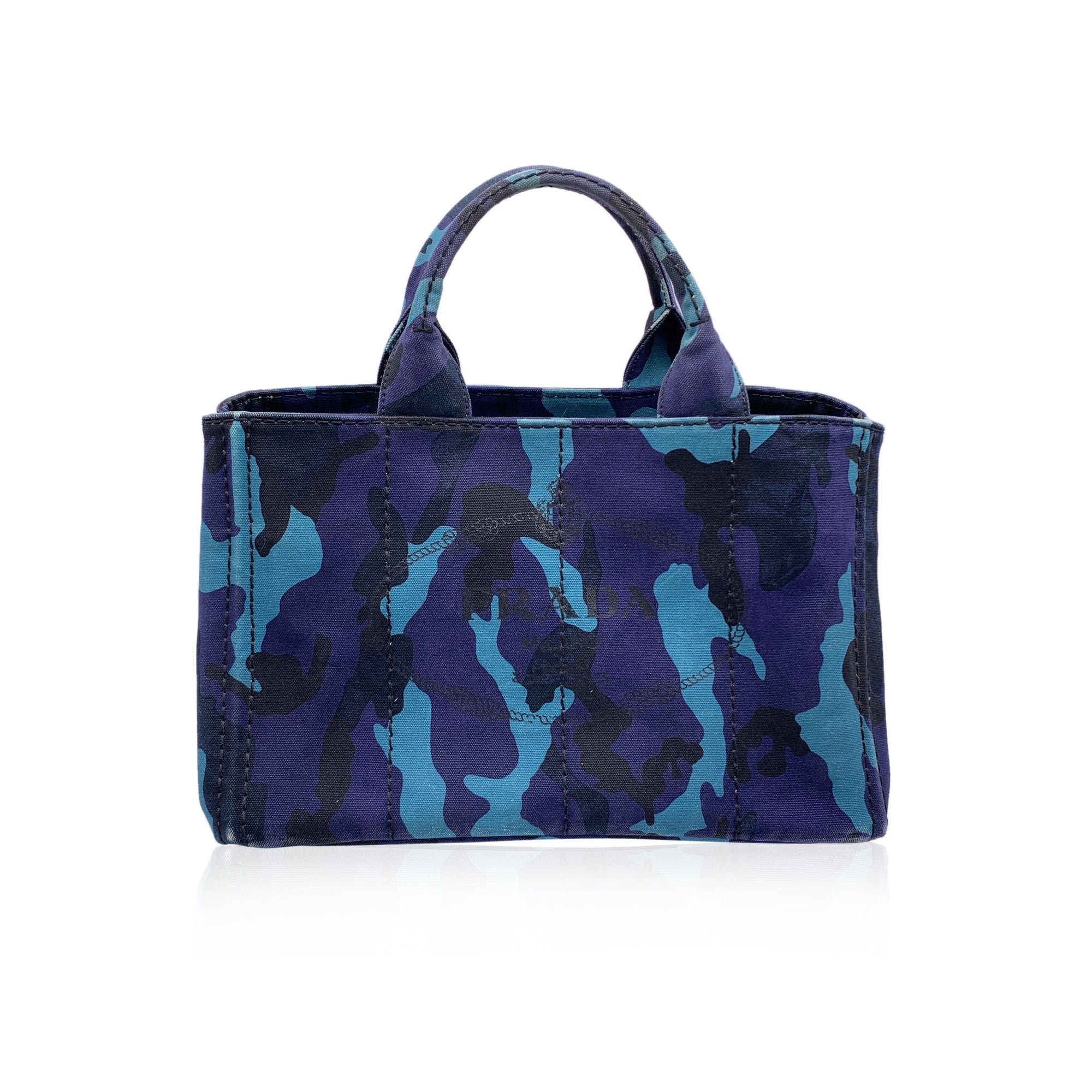 PRD Blue Camouflage Canvas Canapa Logo Tote Bag
