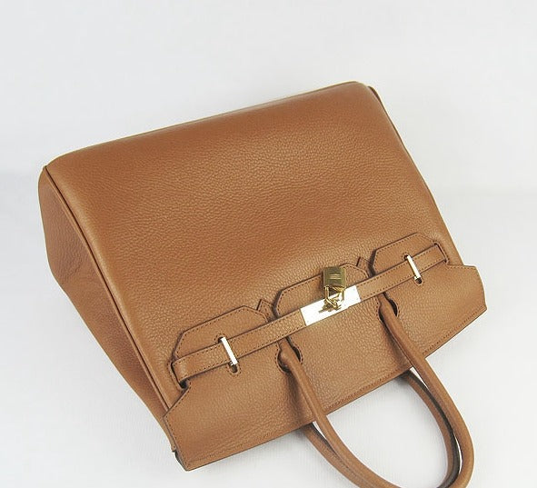 HMS Birkin 35cm Togo Leather Handbags Light Coffee Golden