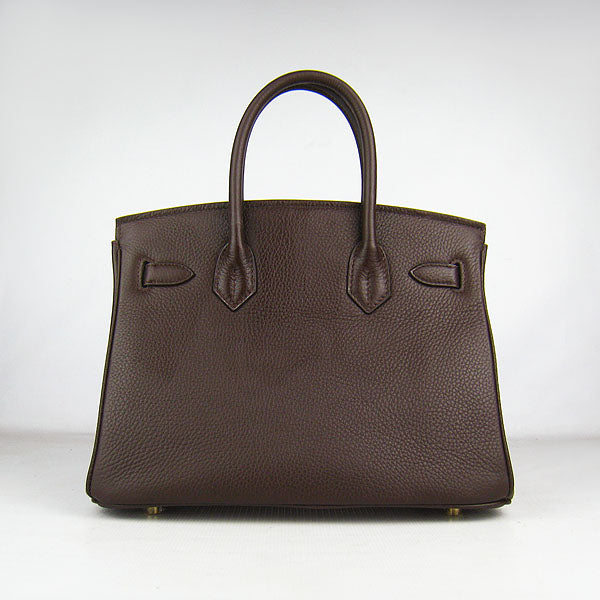 HMS Birkin 30cm Togo Leather Handbags Dark Coffee Golden