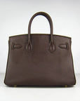 HMS Birkin 30cm Togo Leather Handbags Dark Coffee Golden