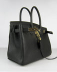 HMS Birkin 30cm Togo Leather Handbags Black Golden