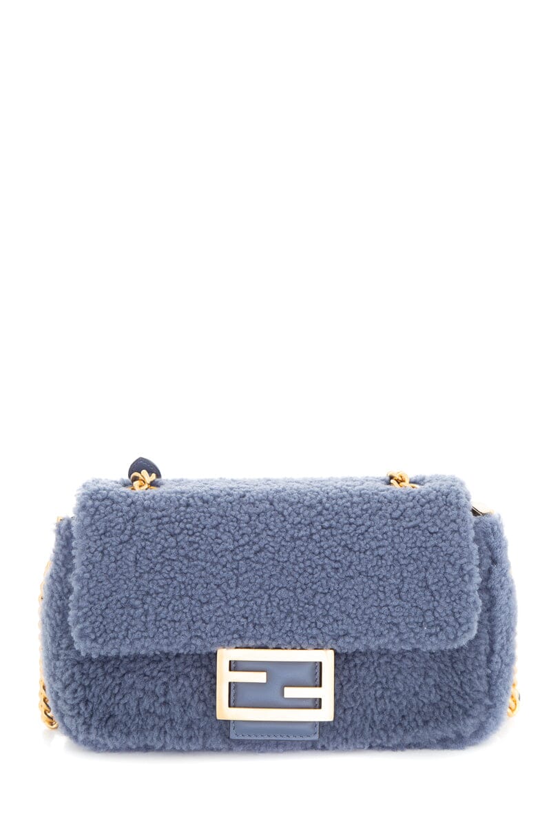 FNDI Blue Shearling Midi Cross-Body