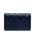 A80799 Navy caviar skin silver snap card holder business wallet CH