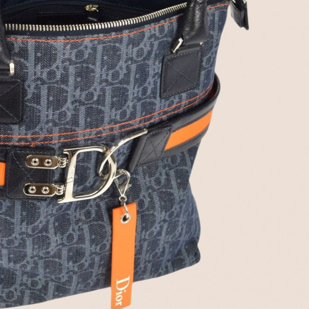 CHRISTIAN D1OR 2005 FLIGHT DENIM TROTTER TOTE BAG