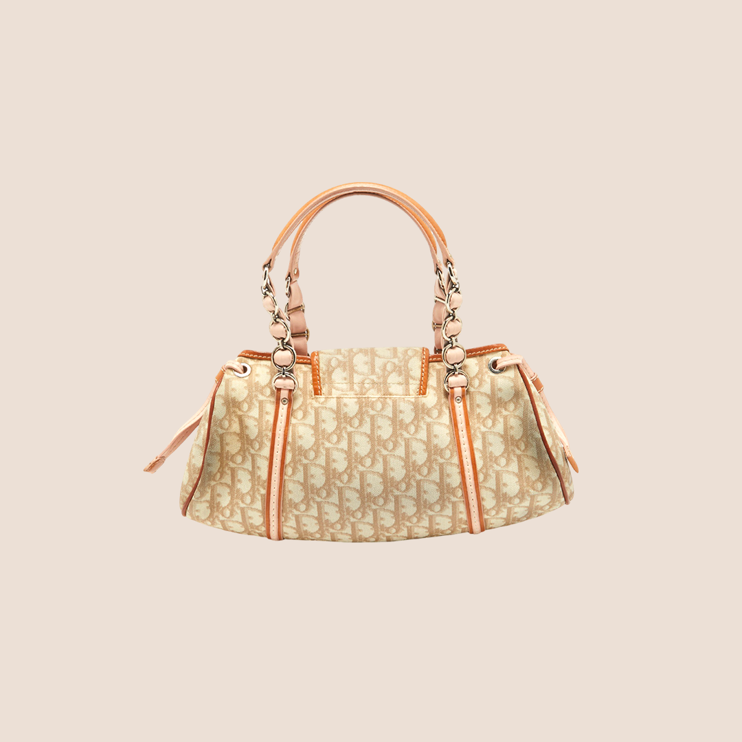 CHRISTIAN D1OR 2007 PINK &amp; BEIGE ROMANTIQUE TROTTER HANDBAG