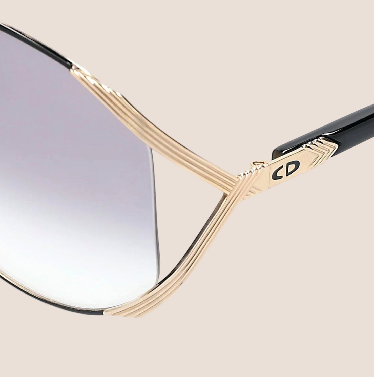 CHRISTIAN D1OR BLACK &amp; GOLD OVERSIZED SUNGLASSES