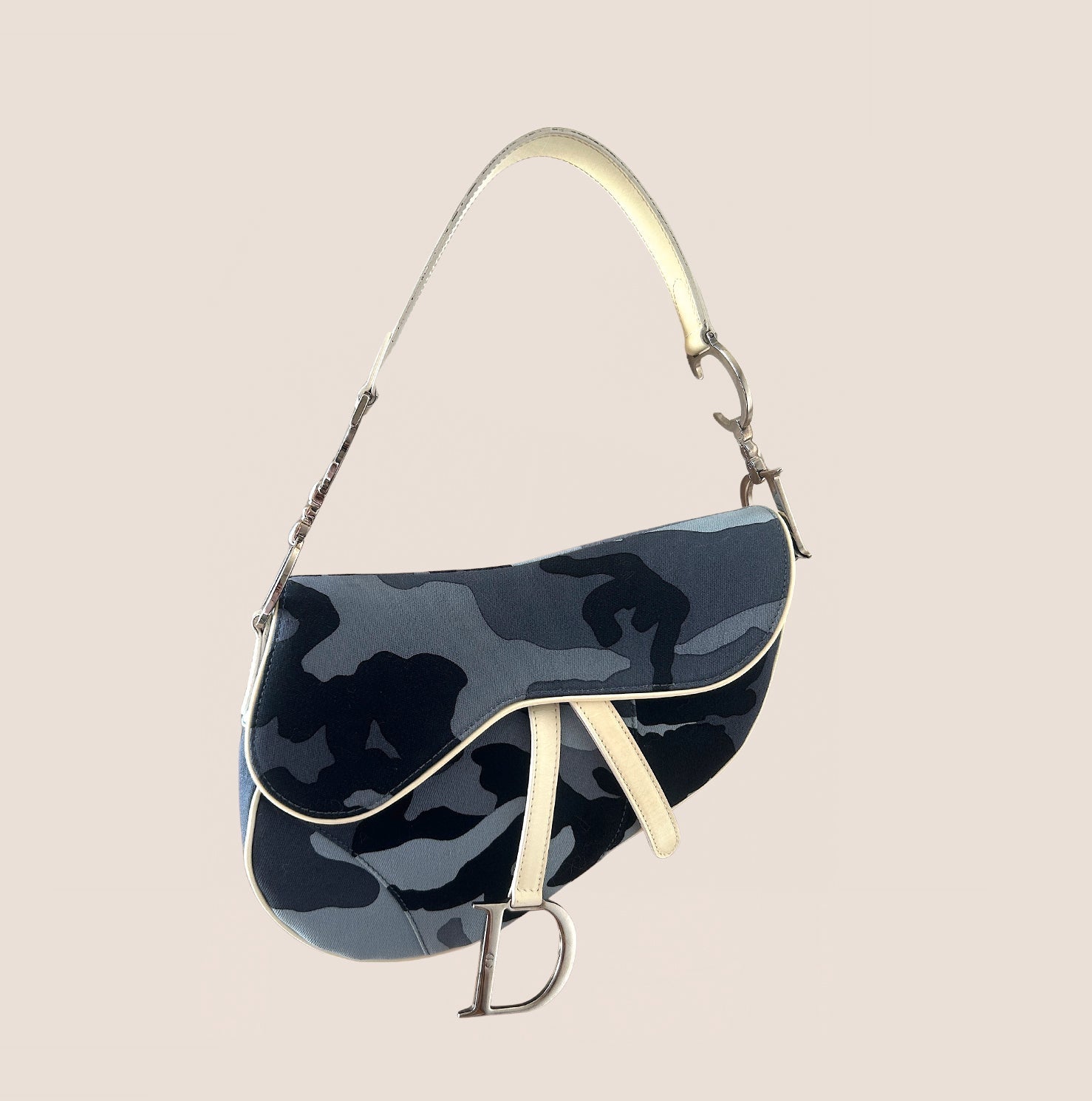 CHRISTIAN D1OR 2002 BLUE CAMOUFLAGE SADDLE BAG