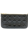 CHRISTIAN D1OR Chain Lady D1OR Accessory Pouch Enamel Black Auth am427b