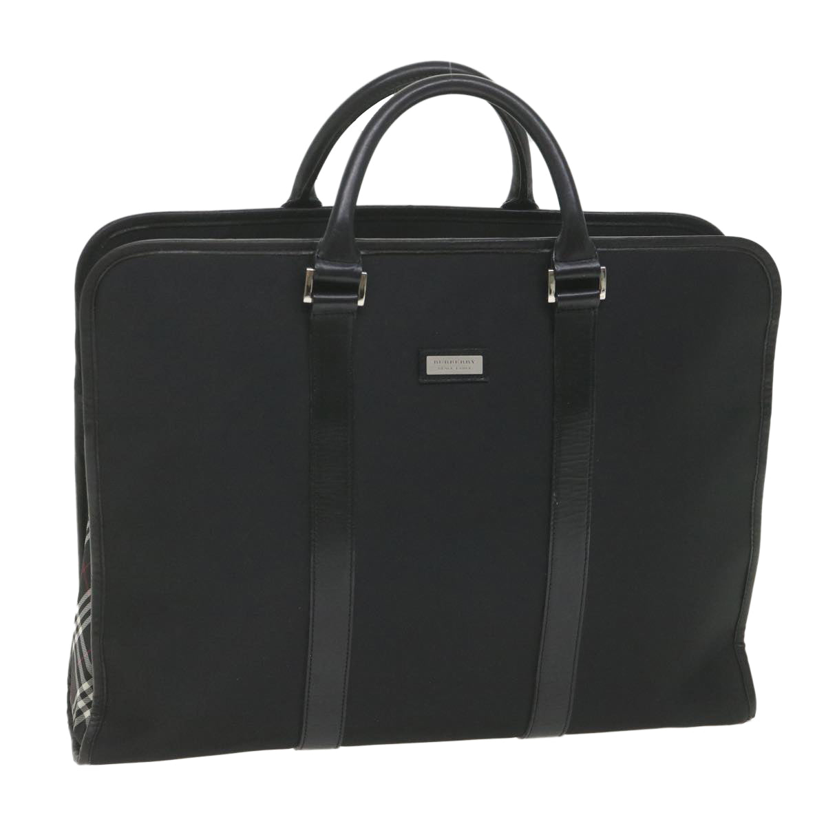 BBERRY Black Label Hand Bag Nylon Black Auth bs10089