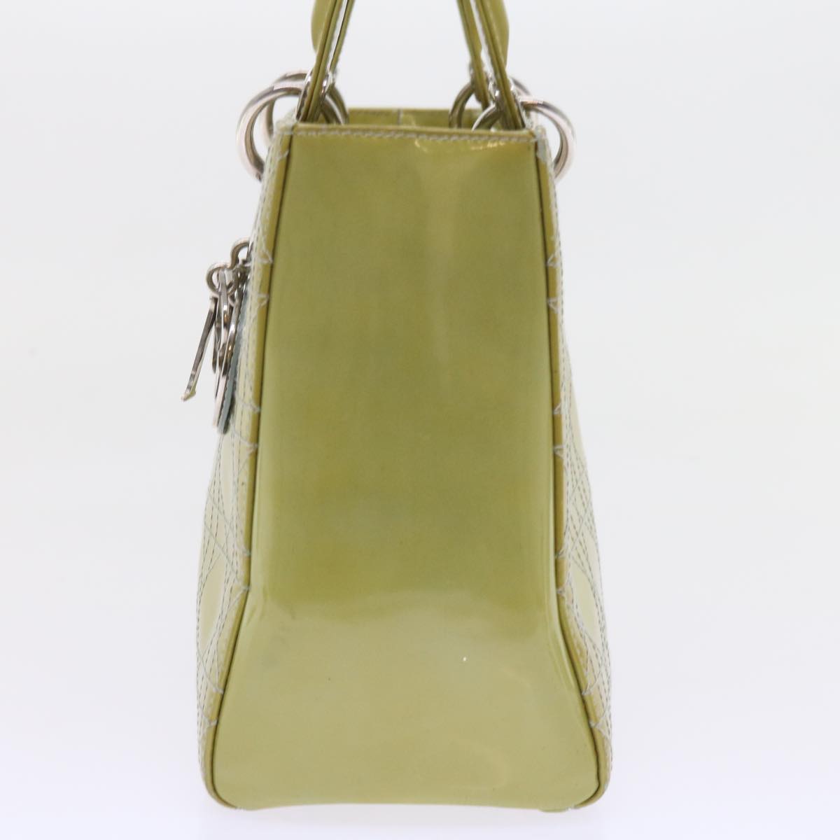 CHRISTIAN D1OR Canage Hand Bag Patent leather 2way Green Auth bs10107