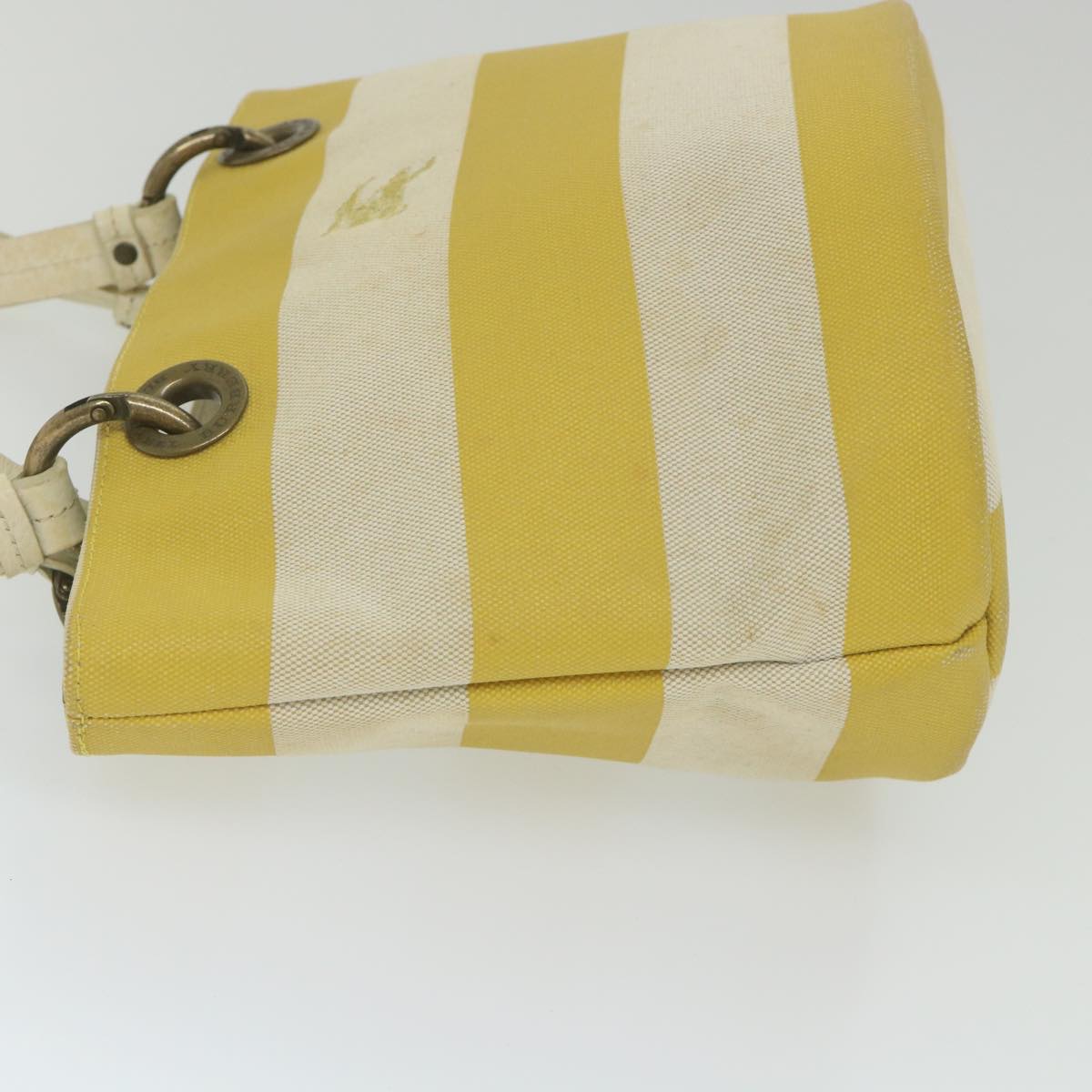 BBERRY Blue Label Tote Bag Canvas Yellow Auth bs10173
