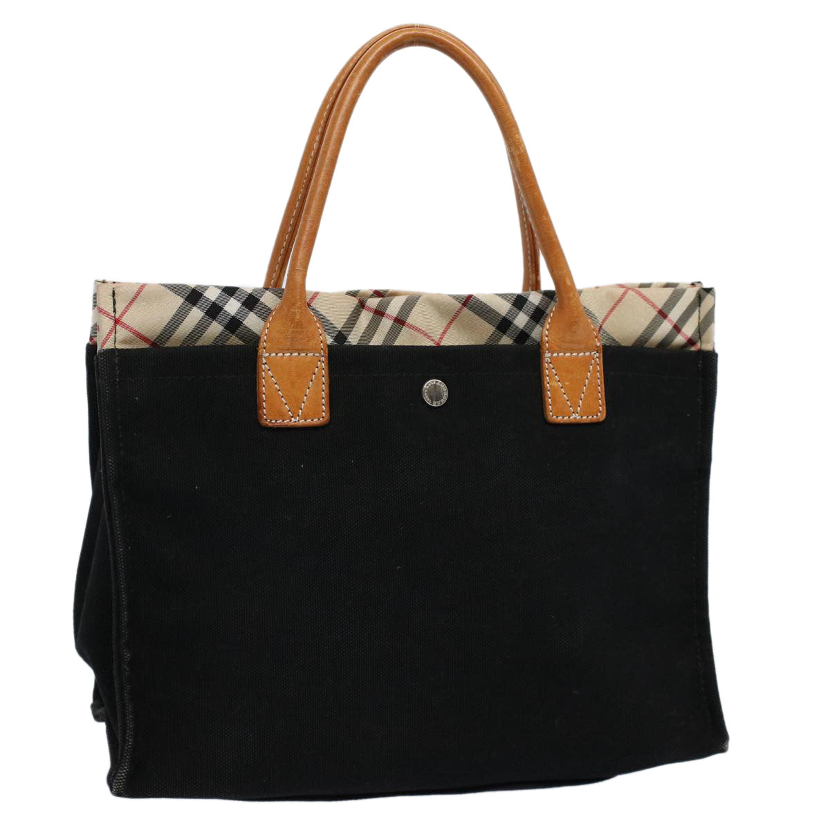 BBERRY Blue Label Hand Bag Canvas Black Auth bs10228