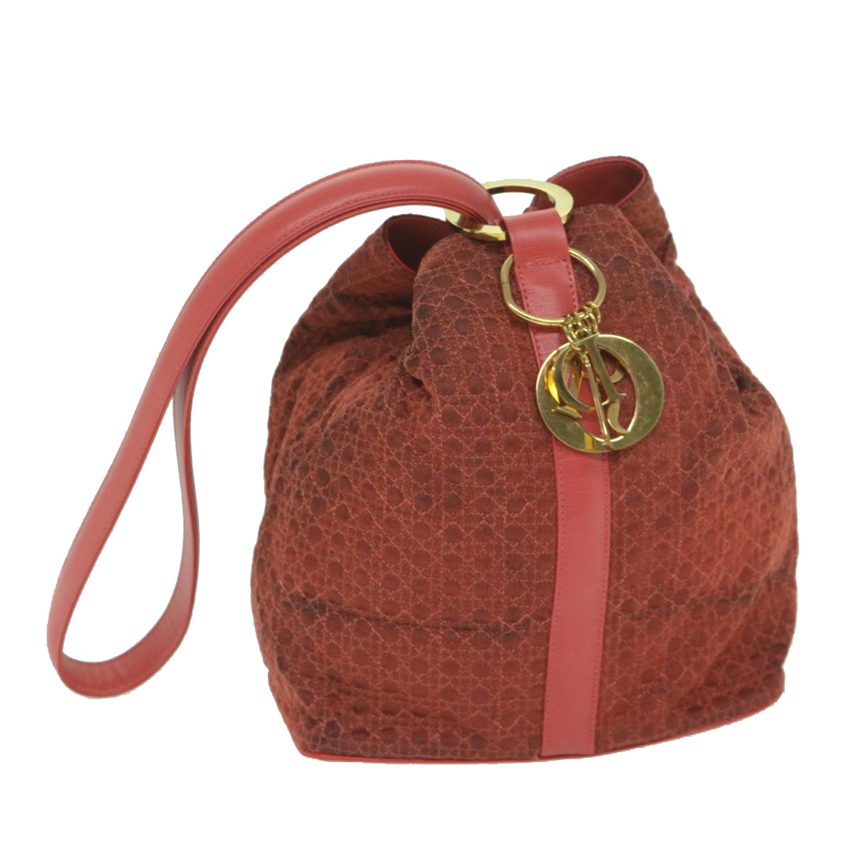 CHRISTIAN D1OR Canage Shoulder Bag Nylon Red Auth bs10264