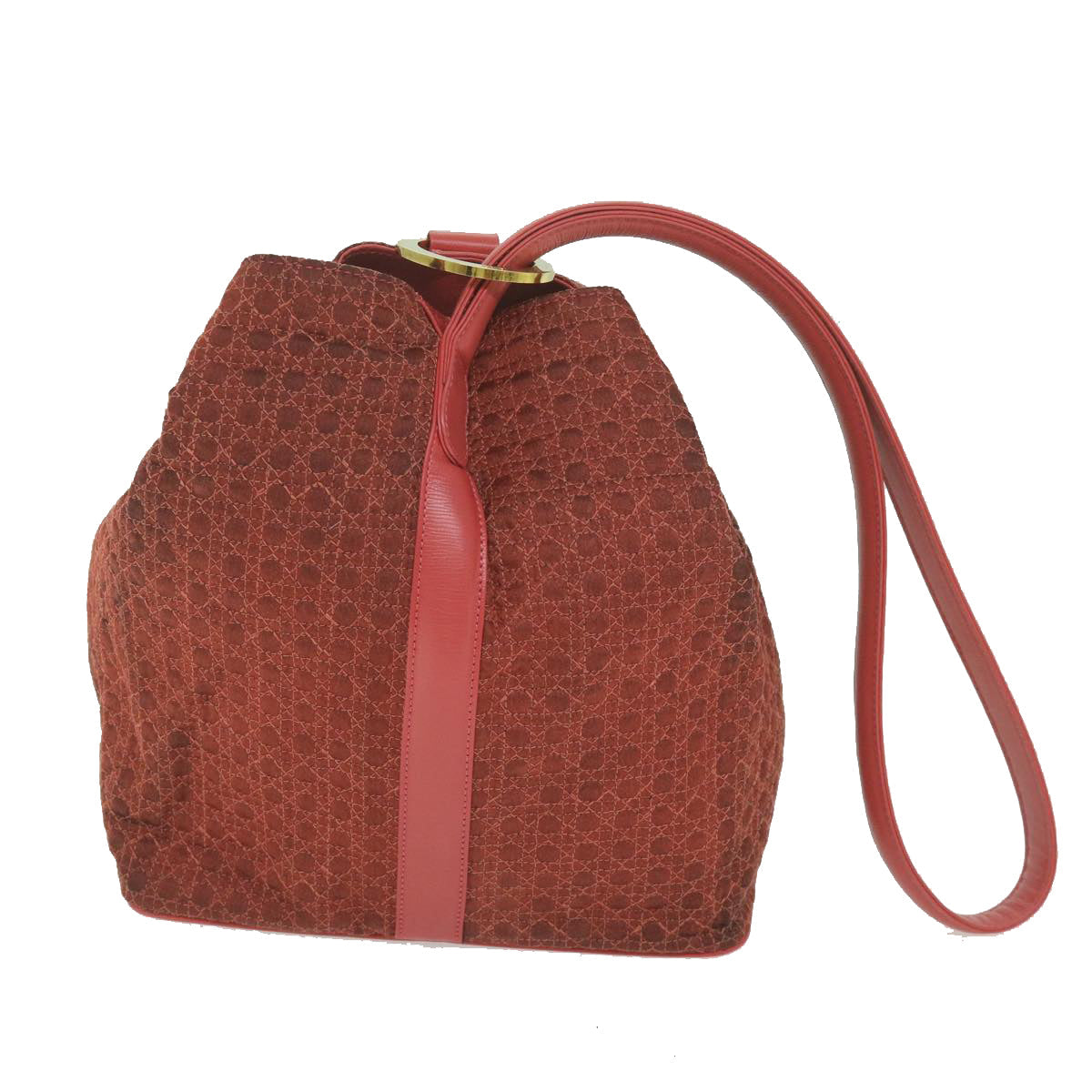CHRISTIAN D1OR Canage Shoulder Bag Nylon Red Auth bs10264