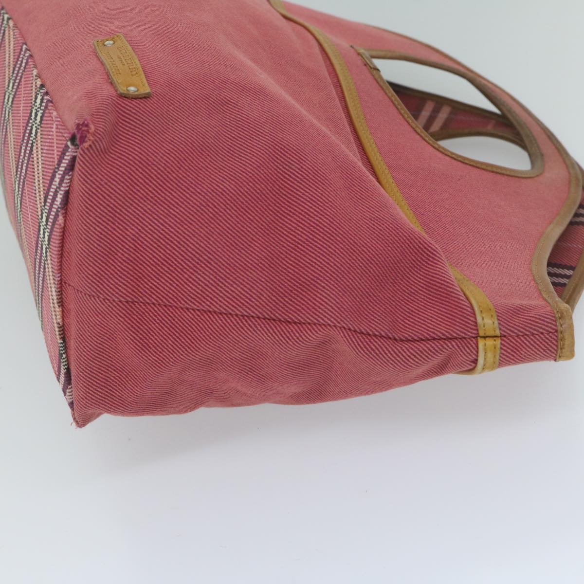 BBERRY Blue Label Hand Bag Canvas Red Auth bs10308
