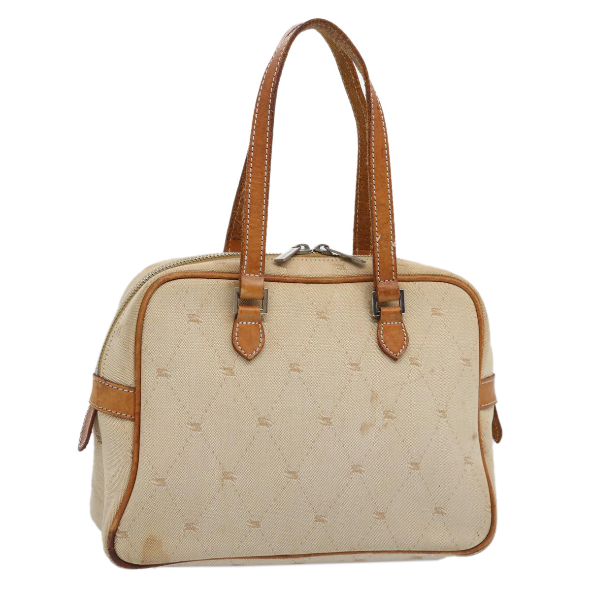 BBERRY Blue Label Hand Bag Canvas Beige Auth bs10778