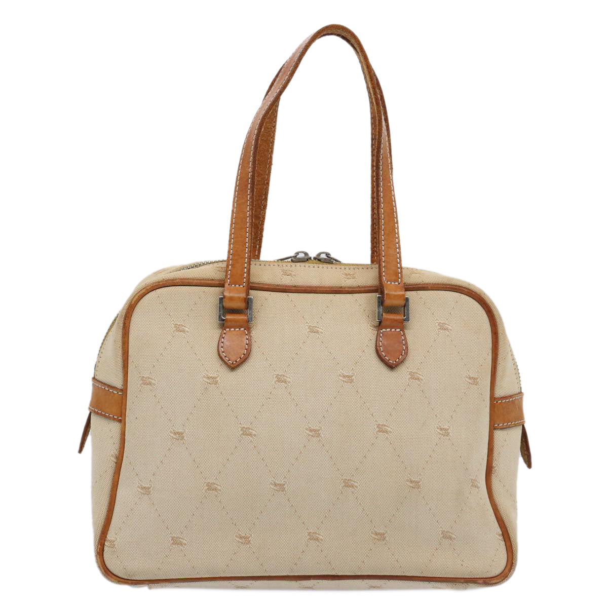 BBERRY Blue Label Hand Bag Canvas Beige Auth bs10778