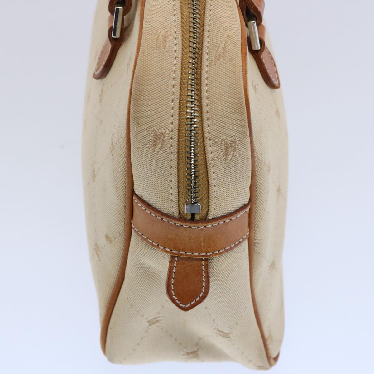 BBERRY Blue Label Hand Bag Canvas Beige Auth bs10778