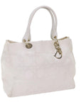 CHRISTIAN D1OR Canage Hand Bag Canvas White Auth bs10953