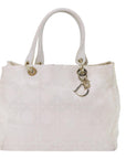 CHRISTIAN D1OR Canage Hand Bag Canvas White Auth bs10953