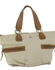 BBERRY Blue Label Tote Bag Canvas Beige Auth bs11106