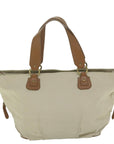 BBERRY Blue Label Tote Bag Canvas Beige Auth bs11106