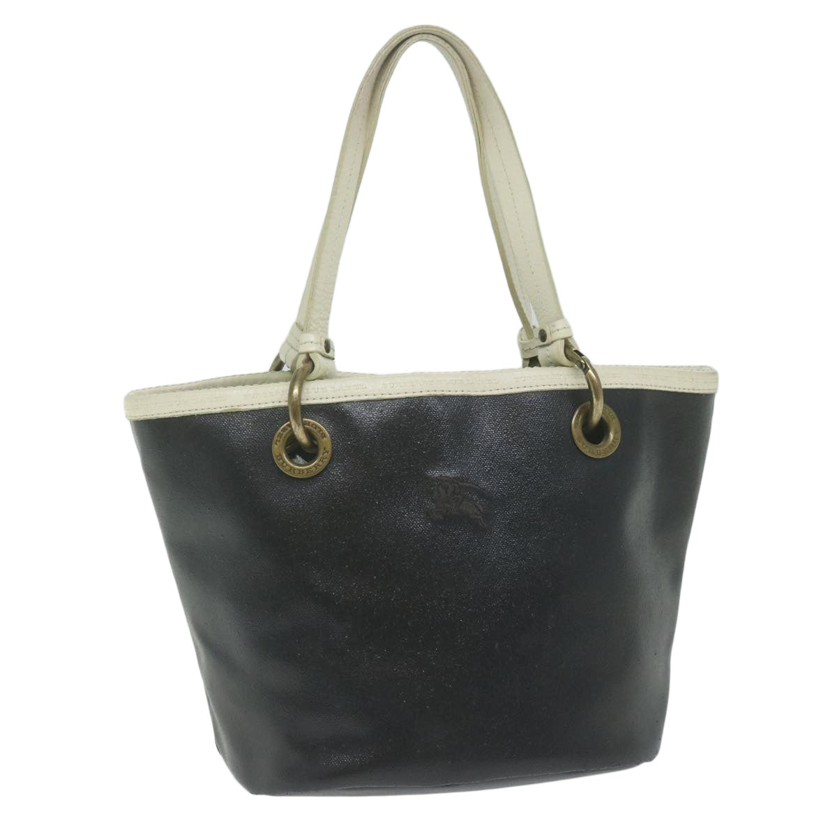 BBERRY Blue Label Hand Bag Coated Canvas Black Auth bs11108