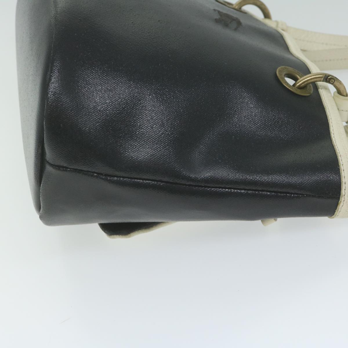 BBERRY Blue Label Hand Bag Coated Canvas Black Auth bs11108