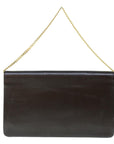 CHRISTIAN D1OR Chain Shoulder Bag Leather Brown Auth bs11131