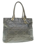 CHRISTIAN D1OR Canage Shoulder Bag Coated Canvas Gray Auth bs11380