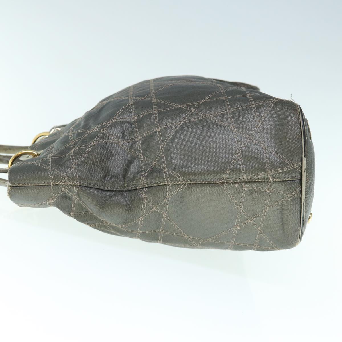 CHRISTIAN D1OR Canage Shoulder Bag Coated Canvas Gray Auth bs11380