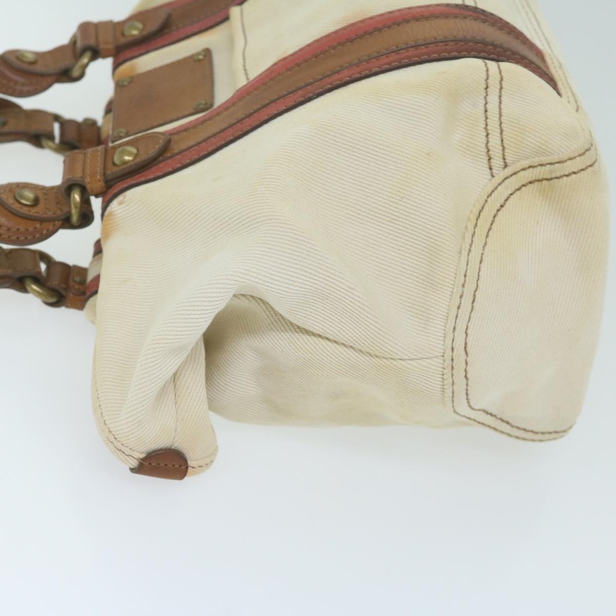 BBERRY Blue Label Tote Bag Canvas Beige Auth bs11502