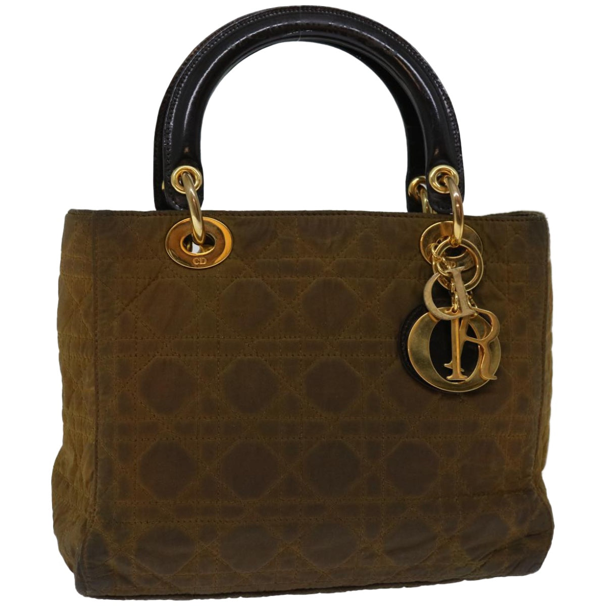 CHRISTIAN D1OR Canage Hand Bag Nylon Brown Auth bs12114