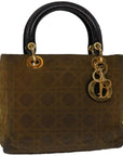 CHRISTIAN D1OR Canage Hand Bag Nylon Brown Auth bs12114
