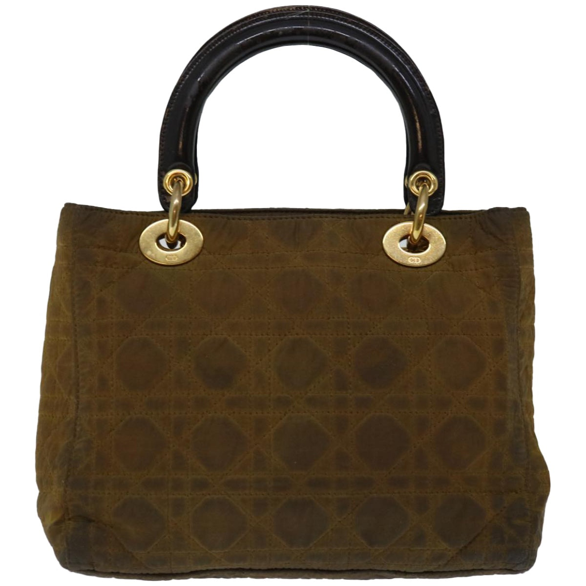 CHRISTIAN D1OR Canage Hand Bag Nylon Brown Auth bs12114