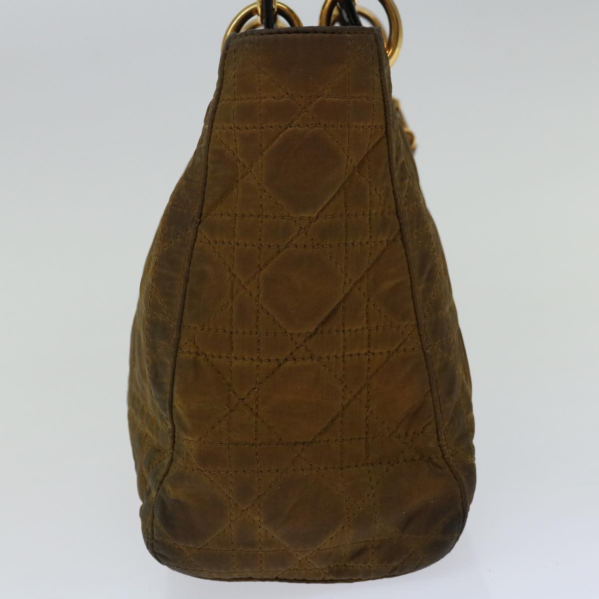 CHRISTIAN D1OR Canage Hand Bag Nylon Brown Auth bs12114