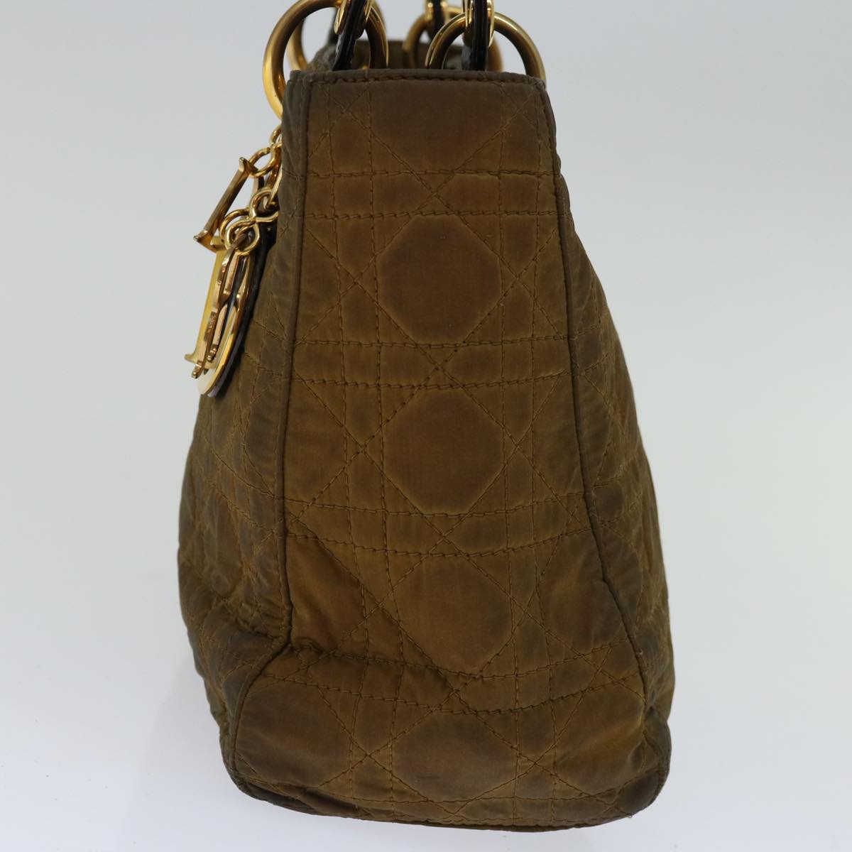 CHRISTIAN D1OR Canage Hand Bag Nylon Brown Auth bs12114