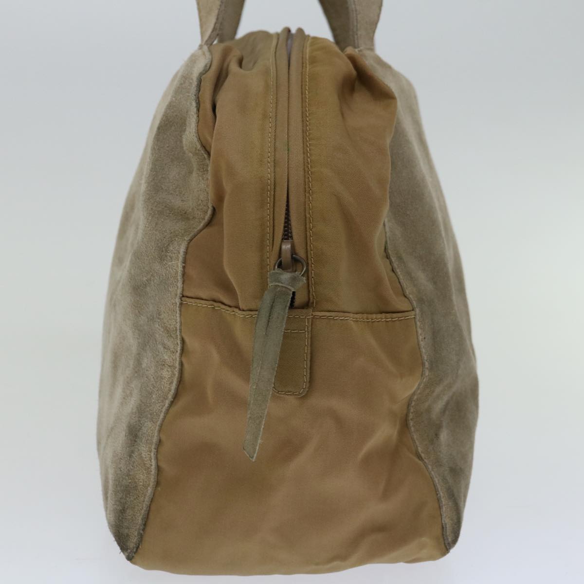 PRD Hand Bag Suede Beige Auth bs12252