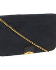 CHRISTIAN D1OR Chain Shoulder Bag Canvas Navy Auth bs12458