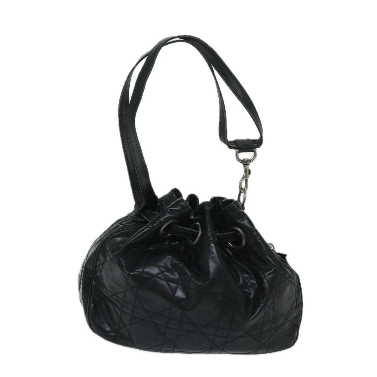 CHRISTIAN D1OR Canage Shoulder Bag patent Black Auth bs12459