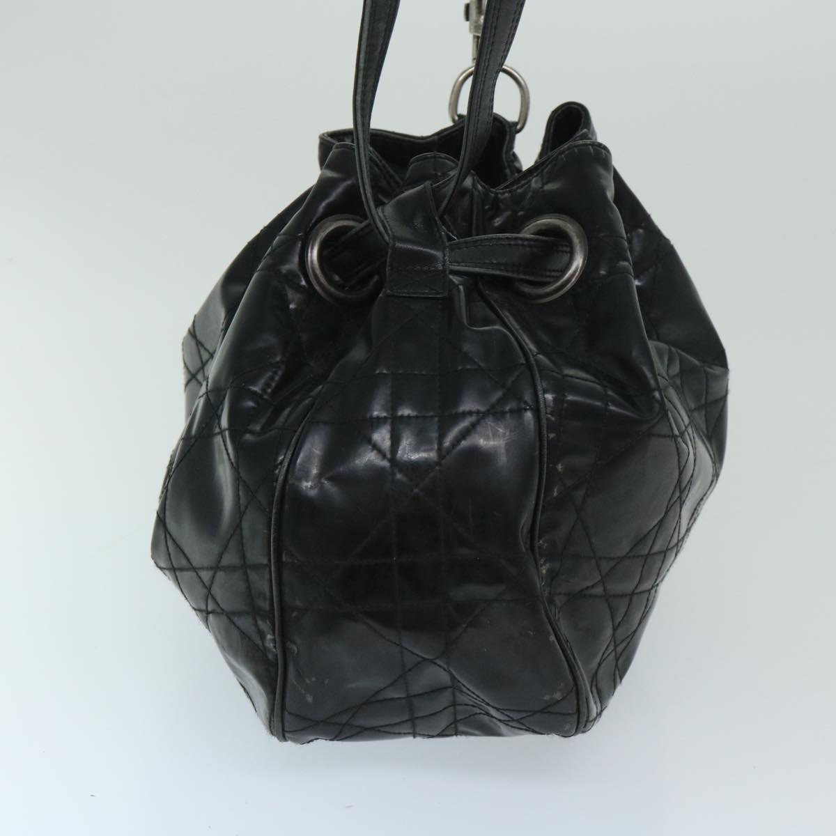CHRISTIAN D1OR Canage Shoulder Bag patent Black Auth bs12459