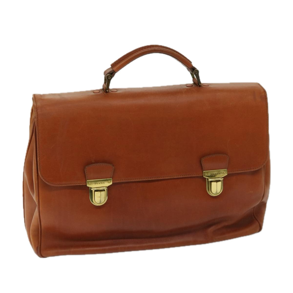 PRD Hand Bag Leather Brown Auth bs12617