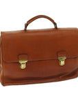 PRD Hand Bag Leather Brown Auth bs12617