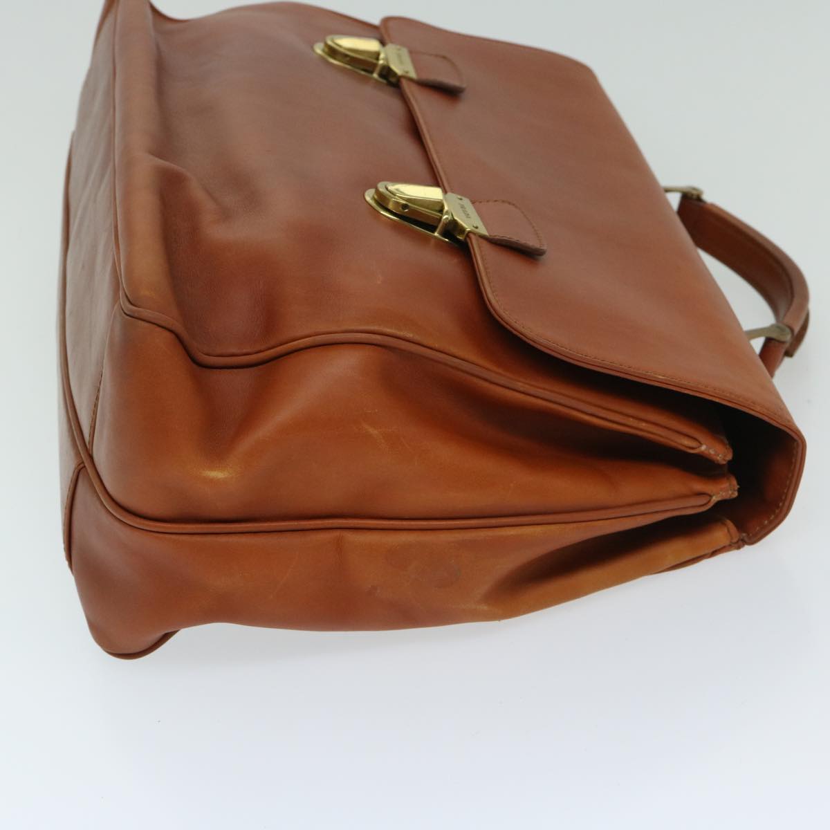 PRD Hand Bag Leather Brown Auth bs12617