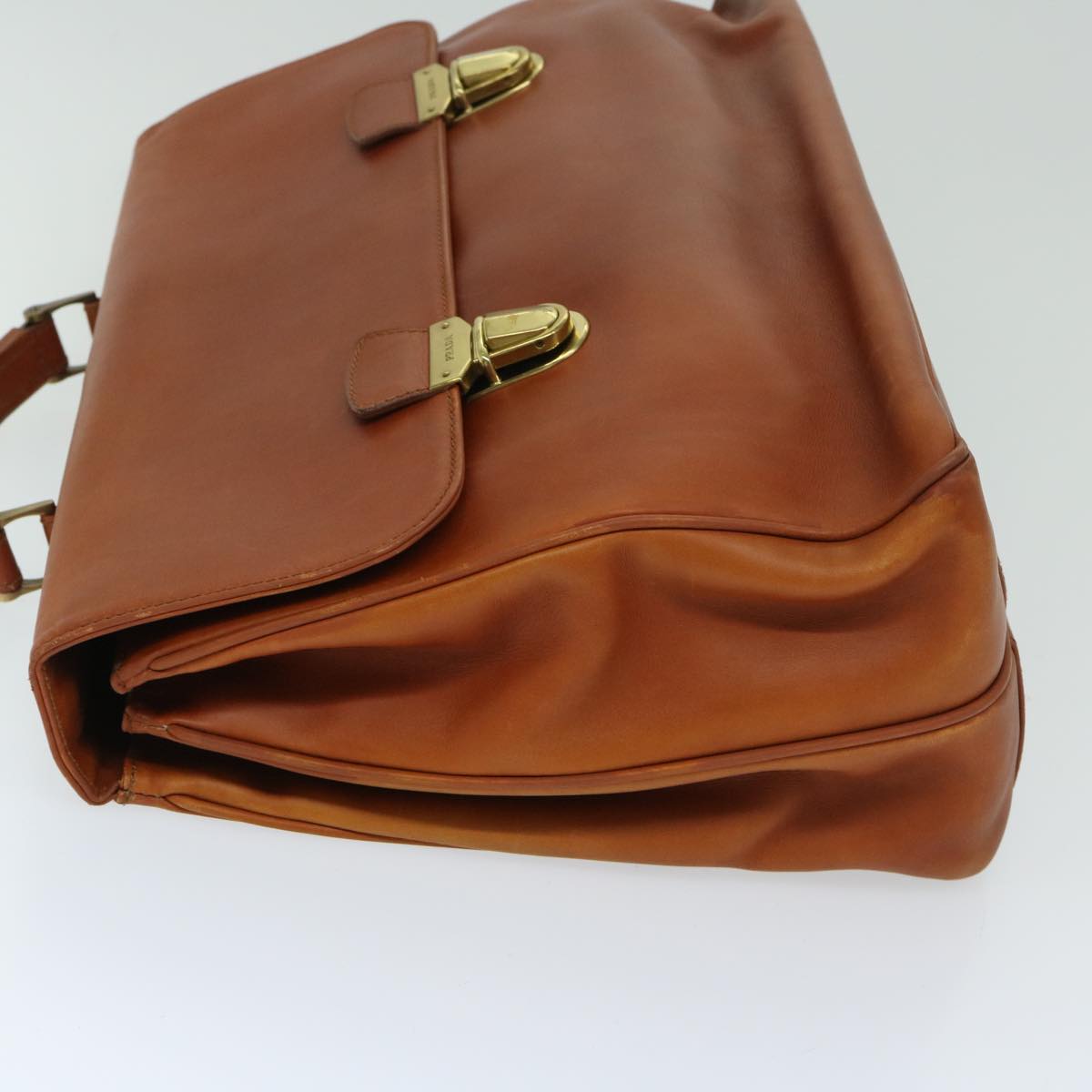 PRD Hand Bag Leather Brown Auth bs12617