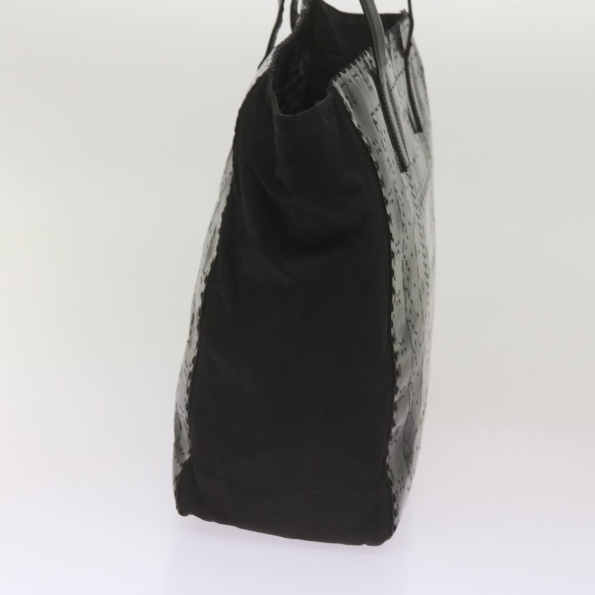 PRD Hand Bag Nylon Leather Black Auth bs12637