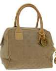 CHRISTIAN D1OR Canage Hand Bag Nylon Beige Auth bs12732