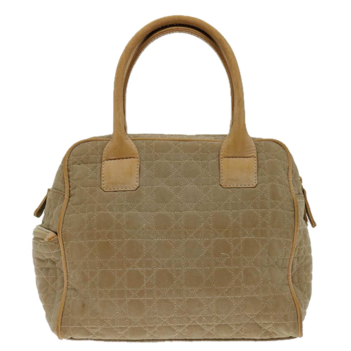 CHRISTIAN D1OR Canage Hand Bag Nylon Beige Auth bs12732